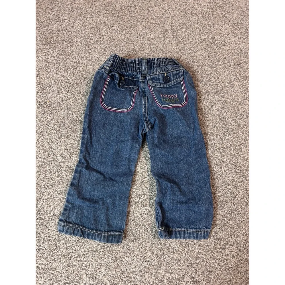 OshKosh Bgosh Toddler Girls Butterfly Floral Applique Denim Jeans 18 Months Blue